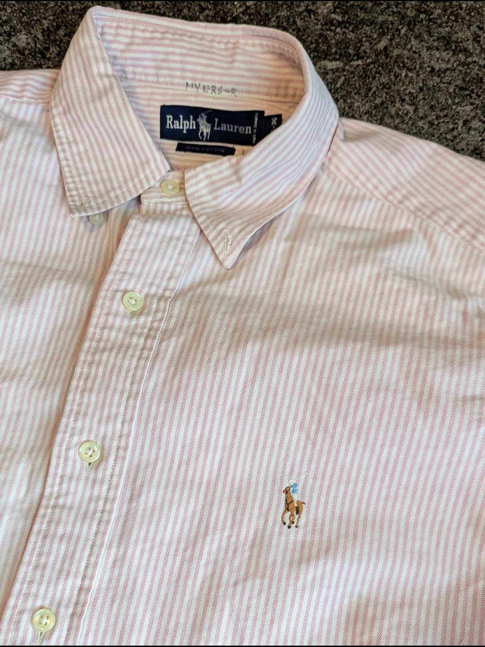 Ralph Lauren Light Pink & White Stripe Button-Down Shirt 16-36